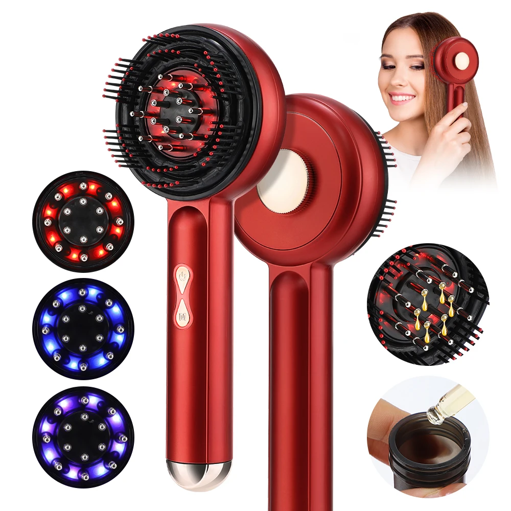 Electric Kneading Massage Comb 660nm Red Light Hair Follicle Comb Scalp Oil Liquid Applicator Head Massager Hair Growth AntiLoss