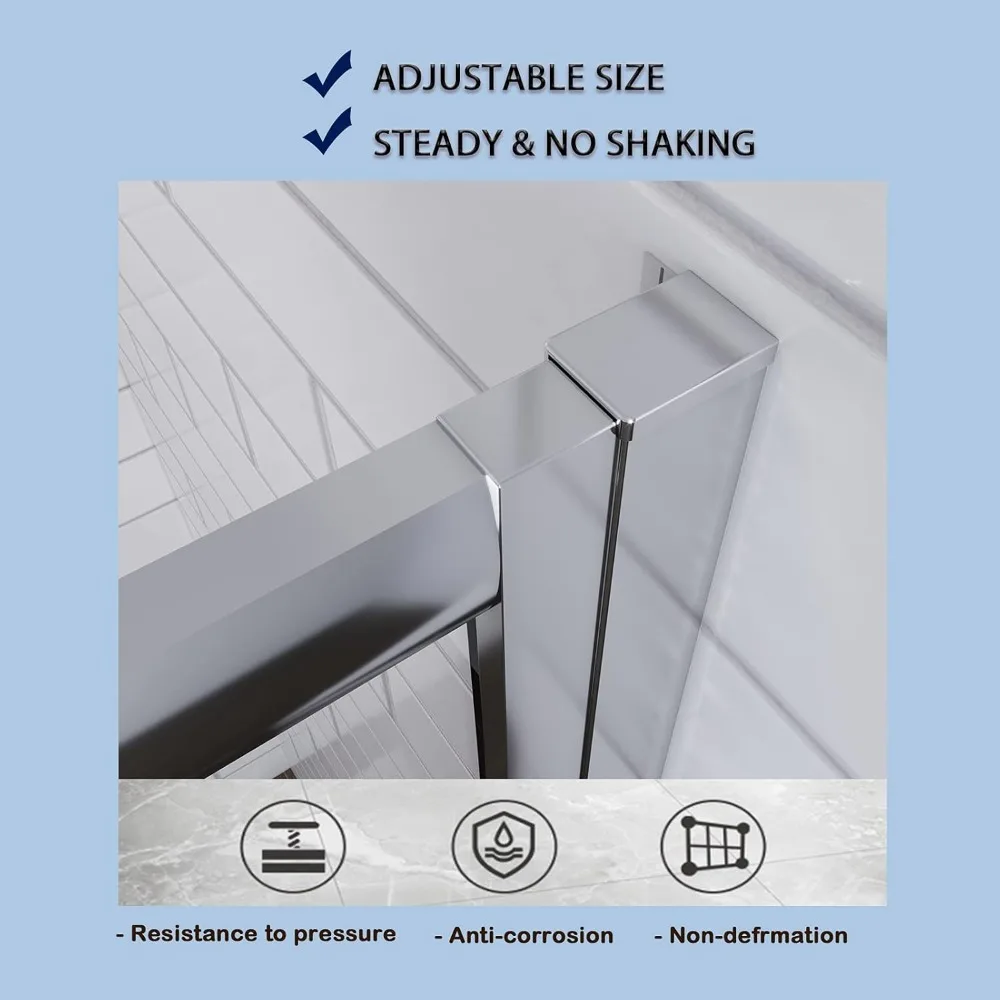 Corner Enclosure 1/4 in. Clear Glass Semi-Frameless Sliding Shower Doors,  Chrome Finish Corner Shower Glass Enclosure 5