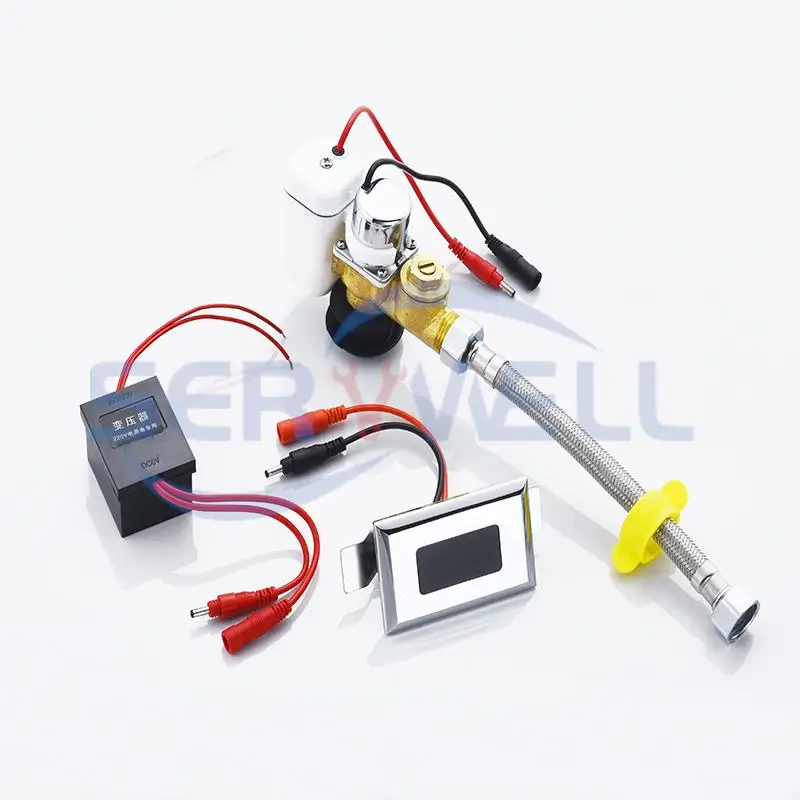 1/2" BSPP Washroom Concealed Wall Mount Sensor Toilet Urinal Flushing Automatic Valve Full Set electric solenoid valve