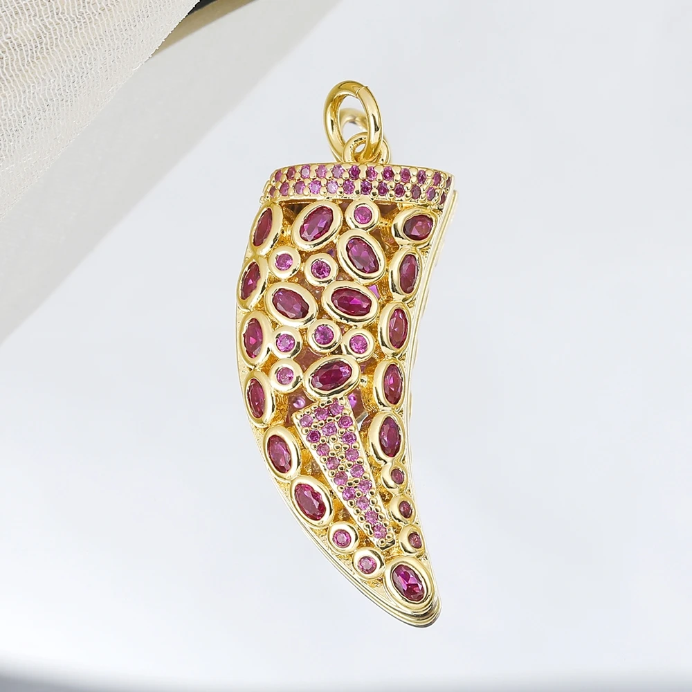 Juya Handmade Regenbogen Kristalle Wolf Zahn 18K Reales Gold Überzog Bösen blick Charme Für DIY Luxus Talisman Anhänger Schmuck, der – Detail 4