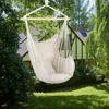 Distinctive Cotton Canvas Hanging Rope Chair With Pillows Beige Garden Furniture 4