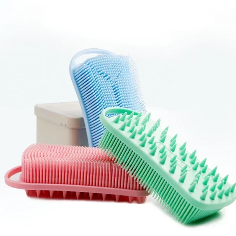 2 In 1 Silicone Shower Brush Scrubber Soft Silicone Scalp Massager Shampoo Brush Double-Sided Body Brush Foam Skin Clean Tool 3