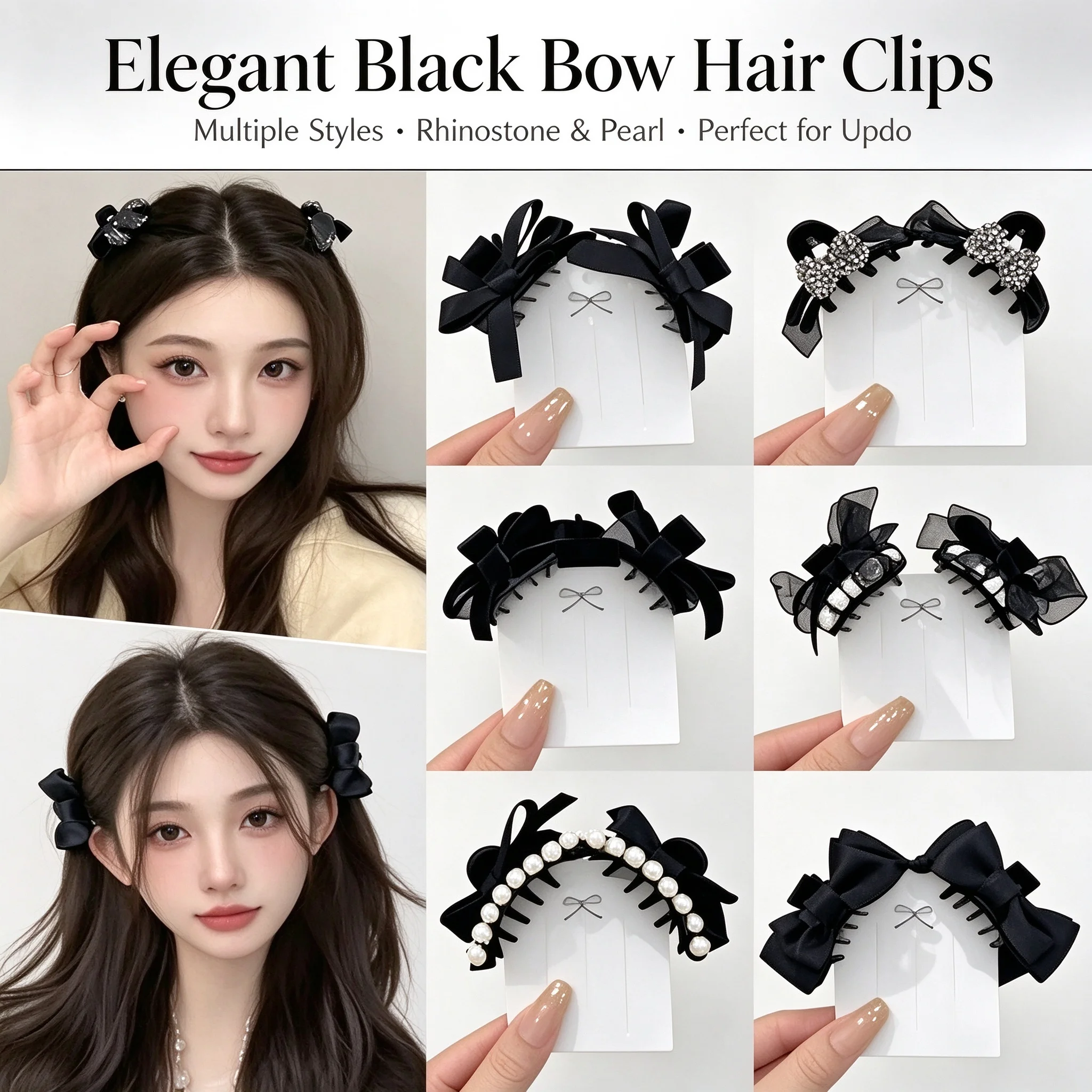2 Stücke Frauen Kleine Schleife Haarklammern Süße Prinzessin Kopfbedeckung Fransen Haarspangen Haarspangen für Mädchen Mode Haarschmuck