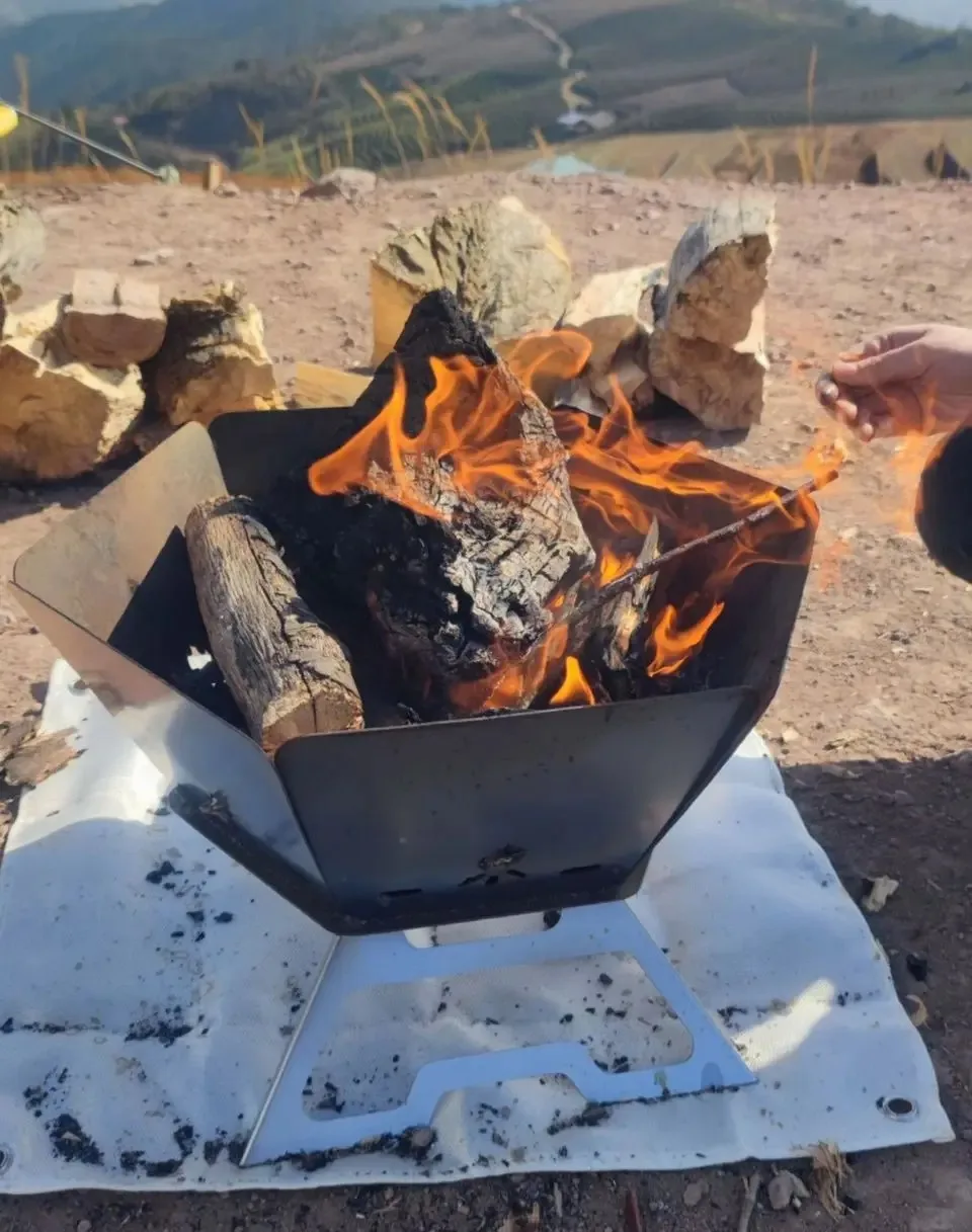 Camping Brazier Klapp Lagerfeuer Herd Tragbare Brennholz Brenner Lagerfeuer Ofen Outdoor Feuer Holz Herd Winter Heizung Ausrüstung – Detail 10