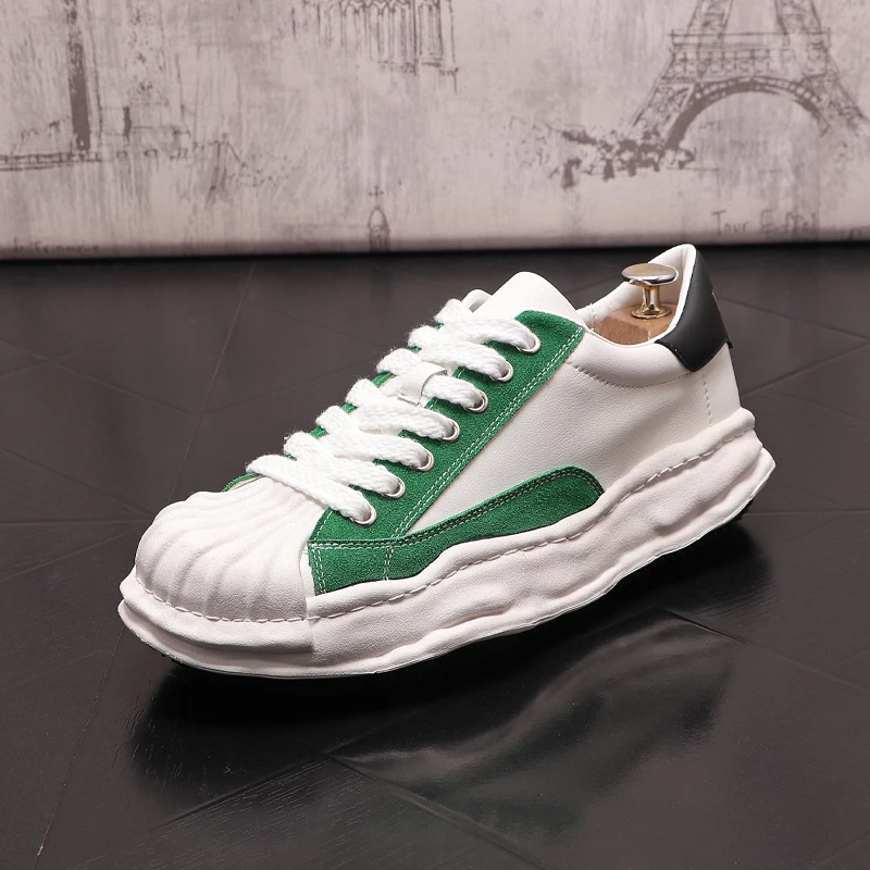 

Men Luxury Designer Youth Trending Thick Bottom Shell Head Sneakers Spring Summer Autumn New White Shoes Zapatos De Hombre