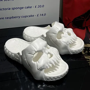 Skull Design Men Slippers Y2K Personalized 2023 Punk Summer Outdoor Slide Thick Sole Platform Beach Non-Slip Male Sandals - Image 2