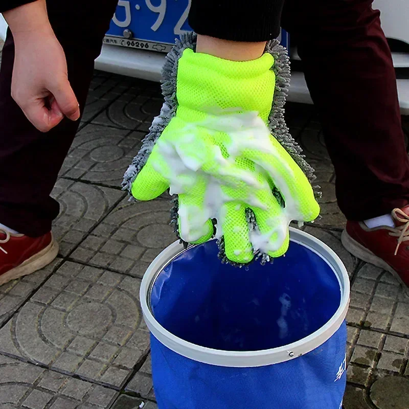 Chenille Car Wash Gloves Microfiber Wipe Car Sponge Scratch Free Wash Cleaning Coral Velvet Double-Sided Cleaning Tool