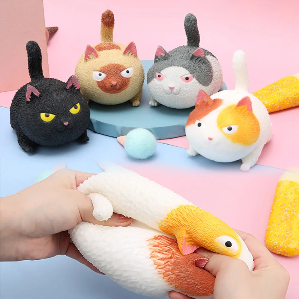 GUSTVE Pinch Angry Cat Cute Pet Toy Decompression Artifact Vent Toy Cat-Shaped  Stress Relief Balls Squeeze Animal Toys For Anxiety Adhd Autism 