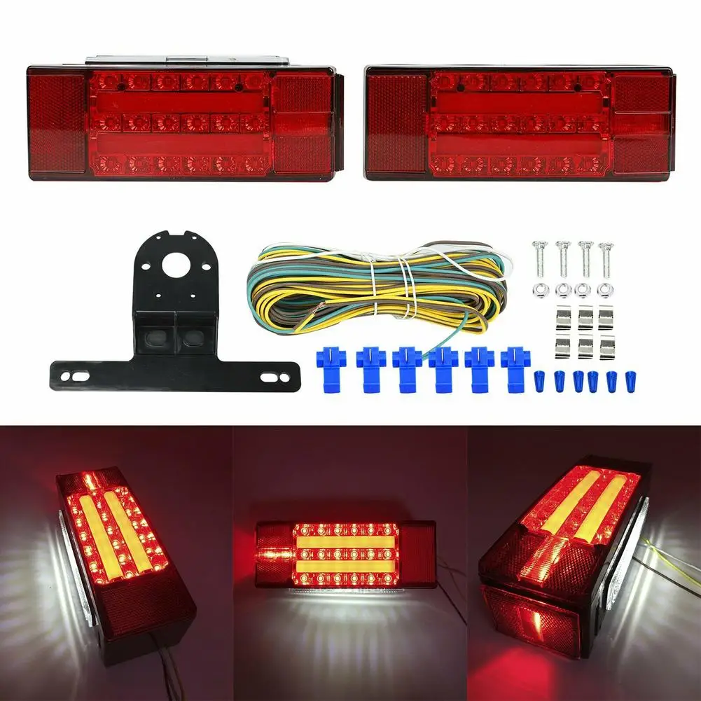 

Rectangular Led Submersible Trailer Boat Stud Stop Turn Tail Lights Kit Waterproof Tail Lamp Hl-h-008