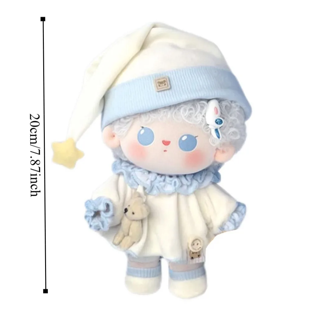 1 set Pajamas 20cm Cotton Doll Clothes Outfit Star Hat Cotton Doll's Clothes Brown Mini Doll Clothes Doll Accessories