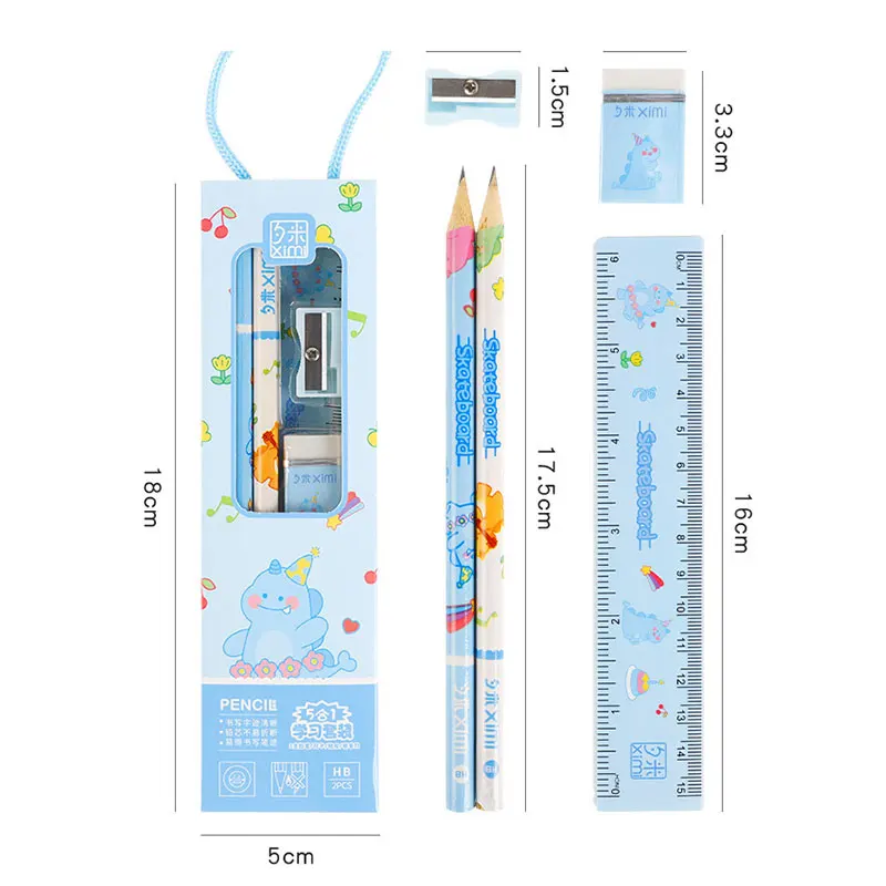Stationery Set 20Sets Pencil Ruler Sharpener for Children Student School Supplies Gifts
