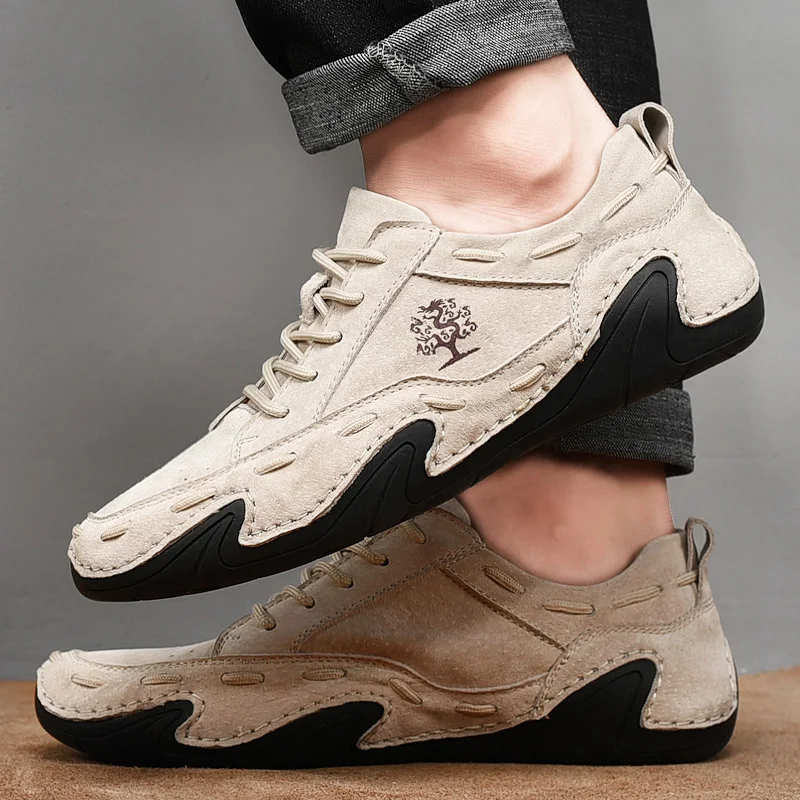 

Men Casual Shoes Leather Fashion Men Sneakers Handmade Breathable Mens Loafers Moccasins Luxury Brand Boat Shoes Plus Size 38-48