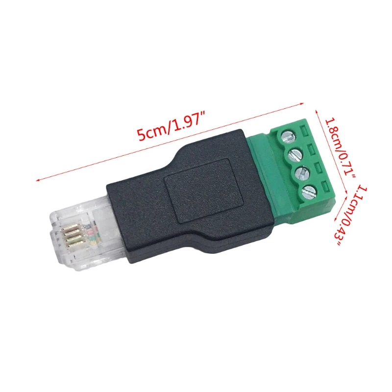 RJ11 ชาย 4Pin Connector Splitter Shield Terminal ปลั๊กสกรูอะแดปเตอร์ T5EF 1