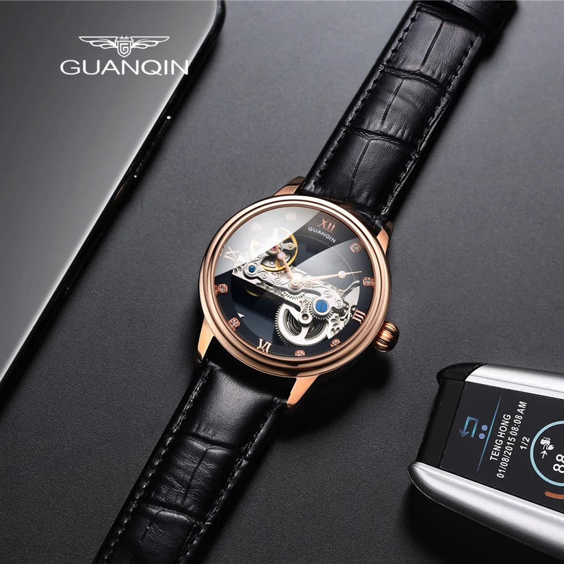2022 GUANQIN Luxury Design Strappy Tourbillon Mechanical Automatic Men's Watch Sapphire Automatic Winding Bracelet Accessories