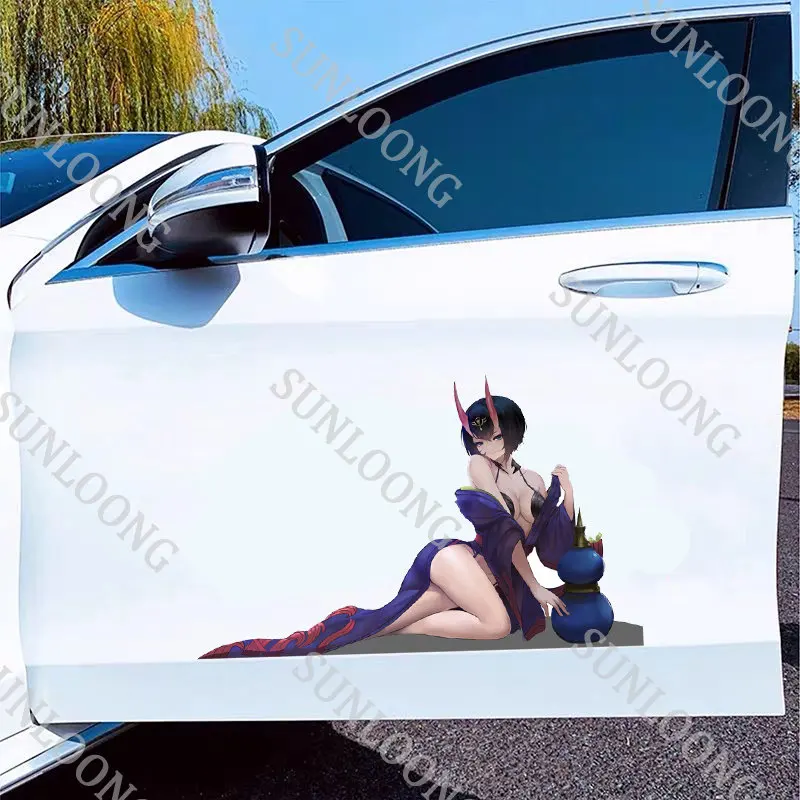 Anime Girl Shuten-douji Fate/grand Order Car Sticker Cartoon Car Styling Body Window Decoration Laptop Home Wall Sticker Decor 15cmx13cm funny butterfly car sticker motorcycle bumper trunk laptop window decals vinyl car styling decoration