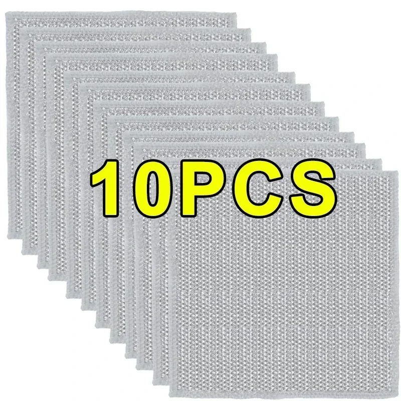 thumbnail image 1 of Paños de limpieza de alambre de acero nuevos, paños de limpieza de alambre de plata de doble capa, paños para lavar platos, ollas, sartenes, paños antiadherentes para limpiar el aceite, 1 of 5