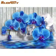 

RUOPOTY Pictures By Number Blue Flowers Kits Home Decor DIY Painting By Numbers Abstract Drawing On Canvas HandPainted Art Gift