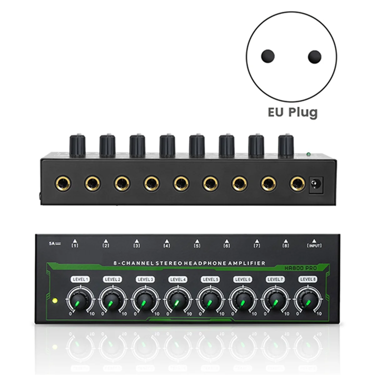 AU47-HA800 PRO 8 채널 헤드폰 앰프 음악 믹서 녹음 사운드 앰프(EU)용 RGB 스테레오 앰프 마이크로 앰프 앰프