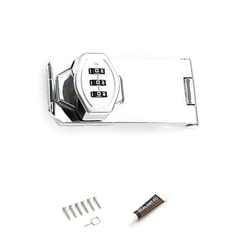 Description Picture 3 of item3Digit Combination Lock Cabinet Hasp Lock with Code for Small Doors, Mailboxes Dropship