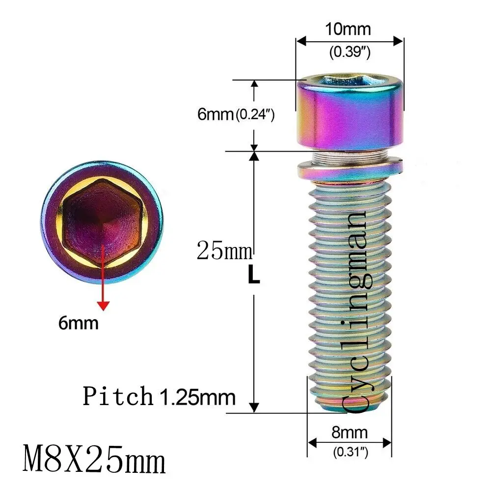Фото Титановый шестигранный болт для велосипеда, M8x25 мм №2