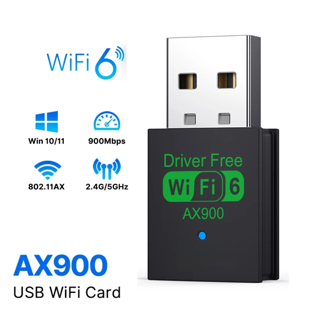 AX900 WIFI 6 Adapter USB Network Card 2.4G&5GHz Dual Band Dongle For Laptop Driver Free Wireless Wlan Receiver