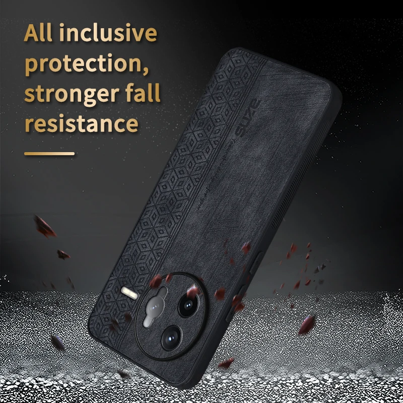 Soft Matte Leather 3D Embossing Phone Case with Full Camera Protection