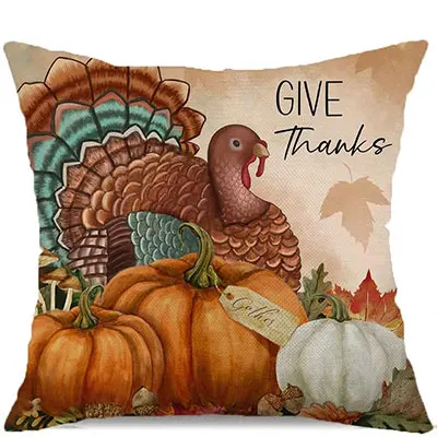 

Retro Autumn Decorative Pillowcase Plaid Pumpkin Pillow Decoration Thanksgiving Throw Pillow Cushion Cover Farm Decoration