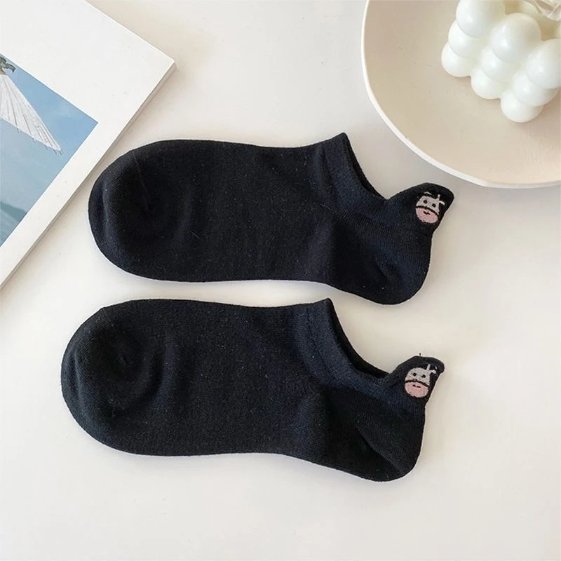 5 Paar Damen socken schöne Kuh muster kurze Socken kreative Drucks ocken Knöchel socke – Detail 16
