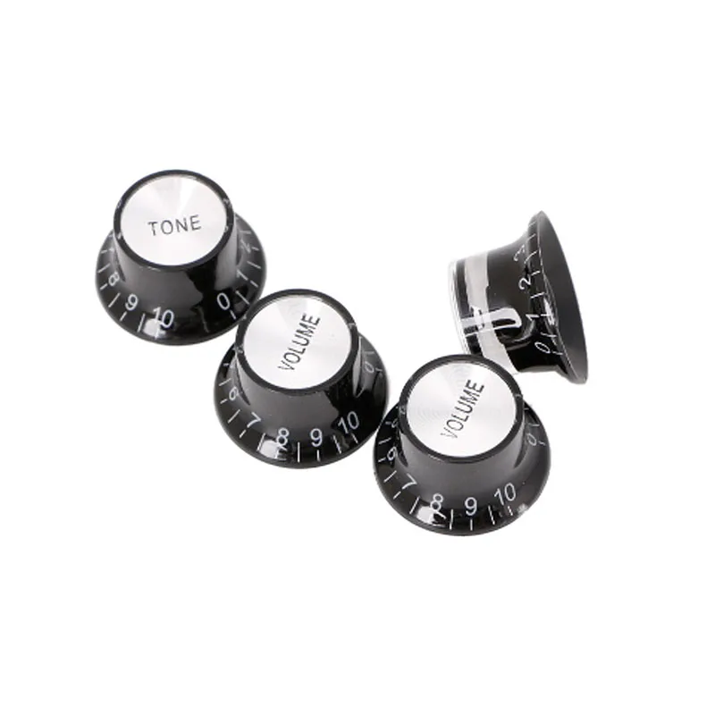 

2 Tone 2 Volume Knobs Buttons Guitar Control Silver Hat Top Potentiometer E56D