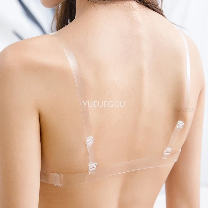 Side view of bra with transparent straps