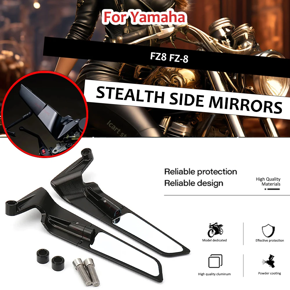 

For Yamaha FZ8 FZ-8 Rearview Mirrors Wind Wing Adjustable Rotating Side Mirror Winglet
