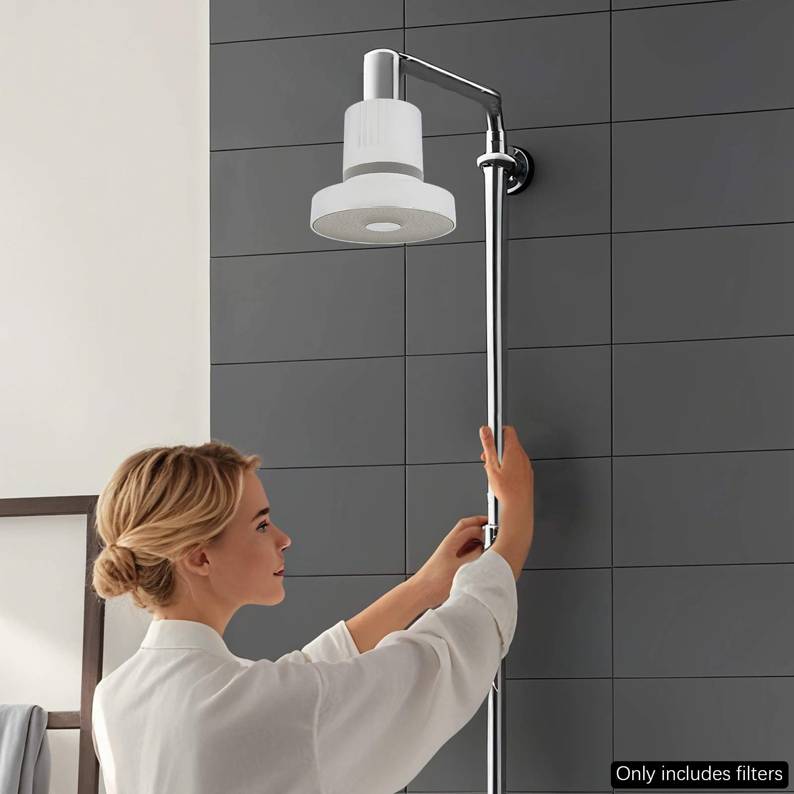 NSF-177 Filtered Shower Head KDF-55 activated carbon calcium sulfite durable fits shower pipes with a standard 0.5'' NPT thread