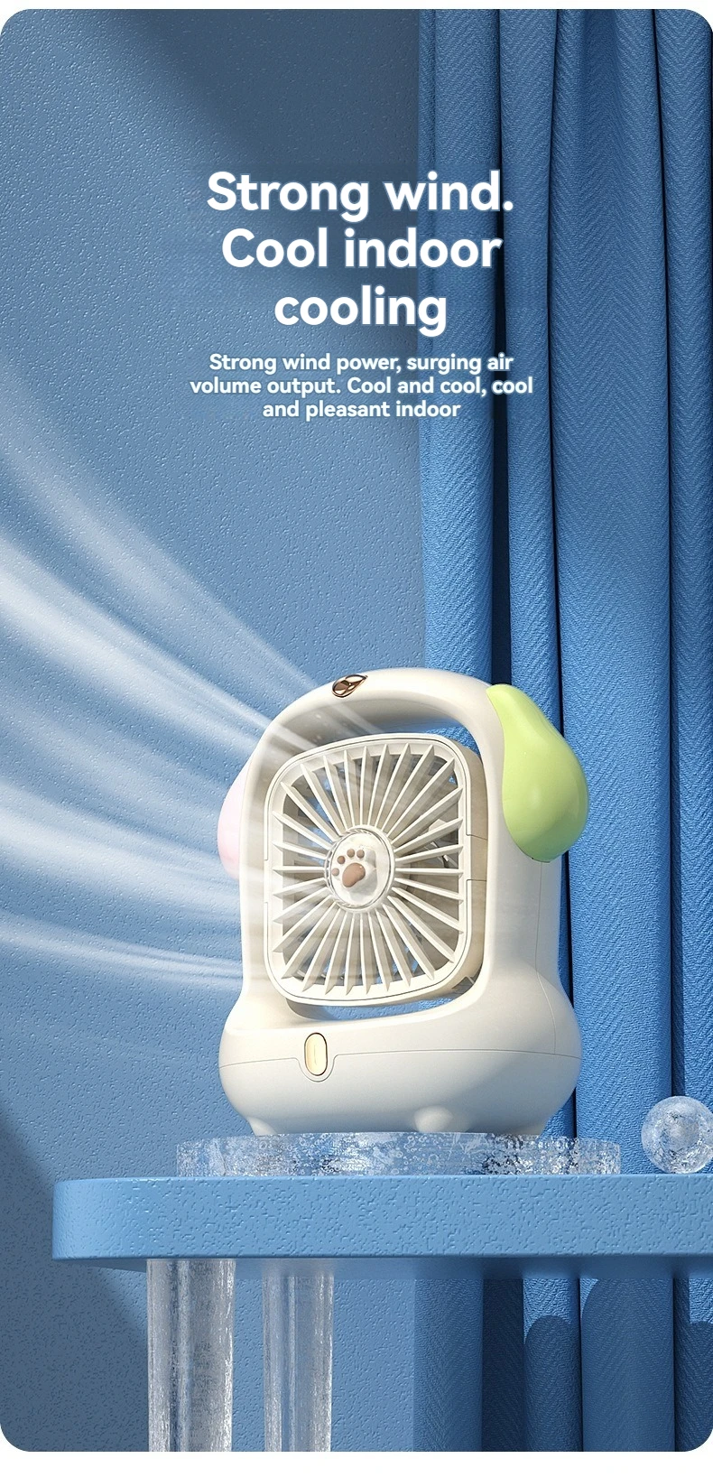 Description Picture 6 of itemDesktop Small Fan Mini Cartoon USB Charging Fan High Wind Portable Student Dormitory Fan