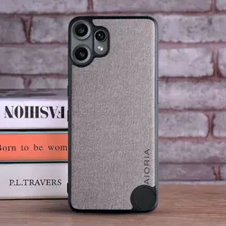 Luxury Textile Leather Skin Soft TPU Hard Phone Cover Case for Nothing Phone (3) (Light Gray)