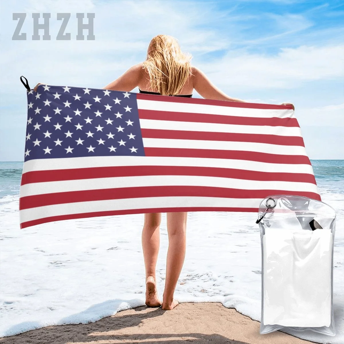 More Design United States Flag USA America Emblem Bath Towel Quick dry Microfiber Absorbing Soft Water Breathable Beach Swimming 2