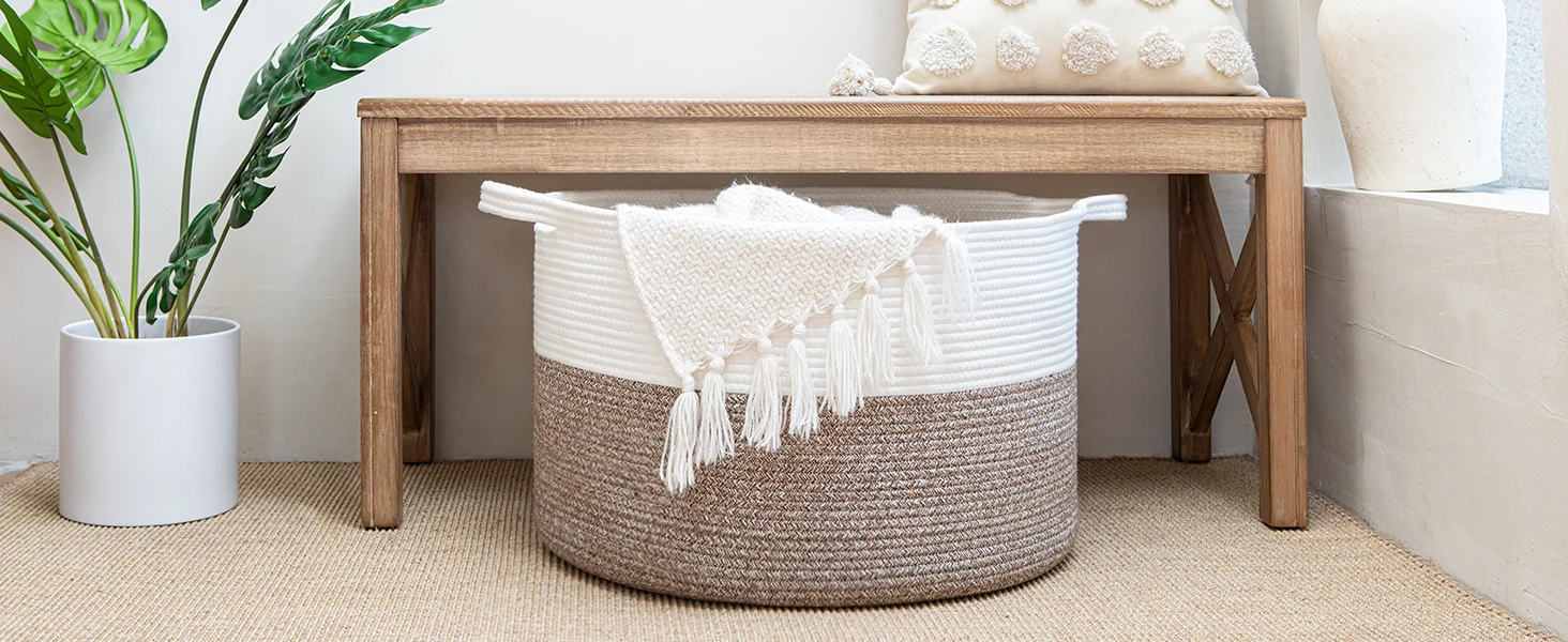 INDRESSME Extra Large Woven Baskets for Storage