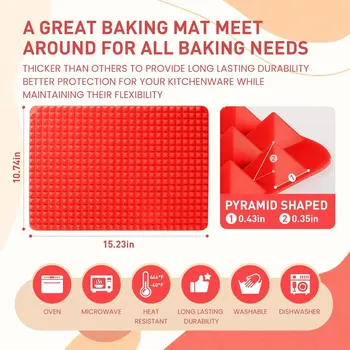 Silicone Baking Mat Pyramid Cooking Pan 1/2 Pack Large Size Non-Stick Healthy Fat Reducing Sheet For Oven Grilling BBQ 2