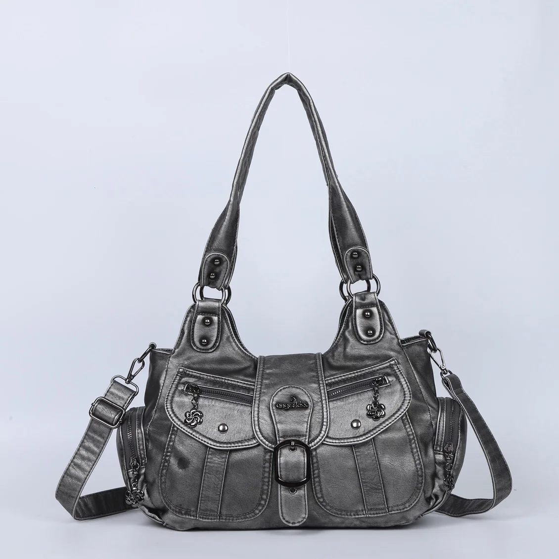 Angelkiss Women Handbag Satchel Top-handle Shoulder Bag Fashion PU Dinner bag Multi-pockets Shoulder Bags Phone Money Pack 2