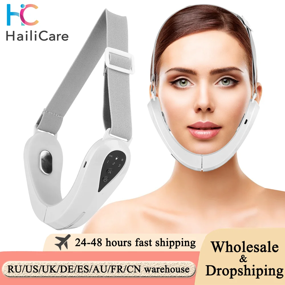 

Microcurrent Face Lifting Machine V Face Double Chin Remover EMS Facial Massager Hot Compress Skin Rejuvenation Beauty Device