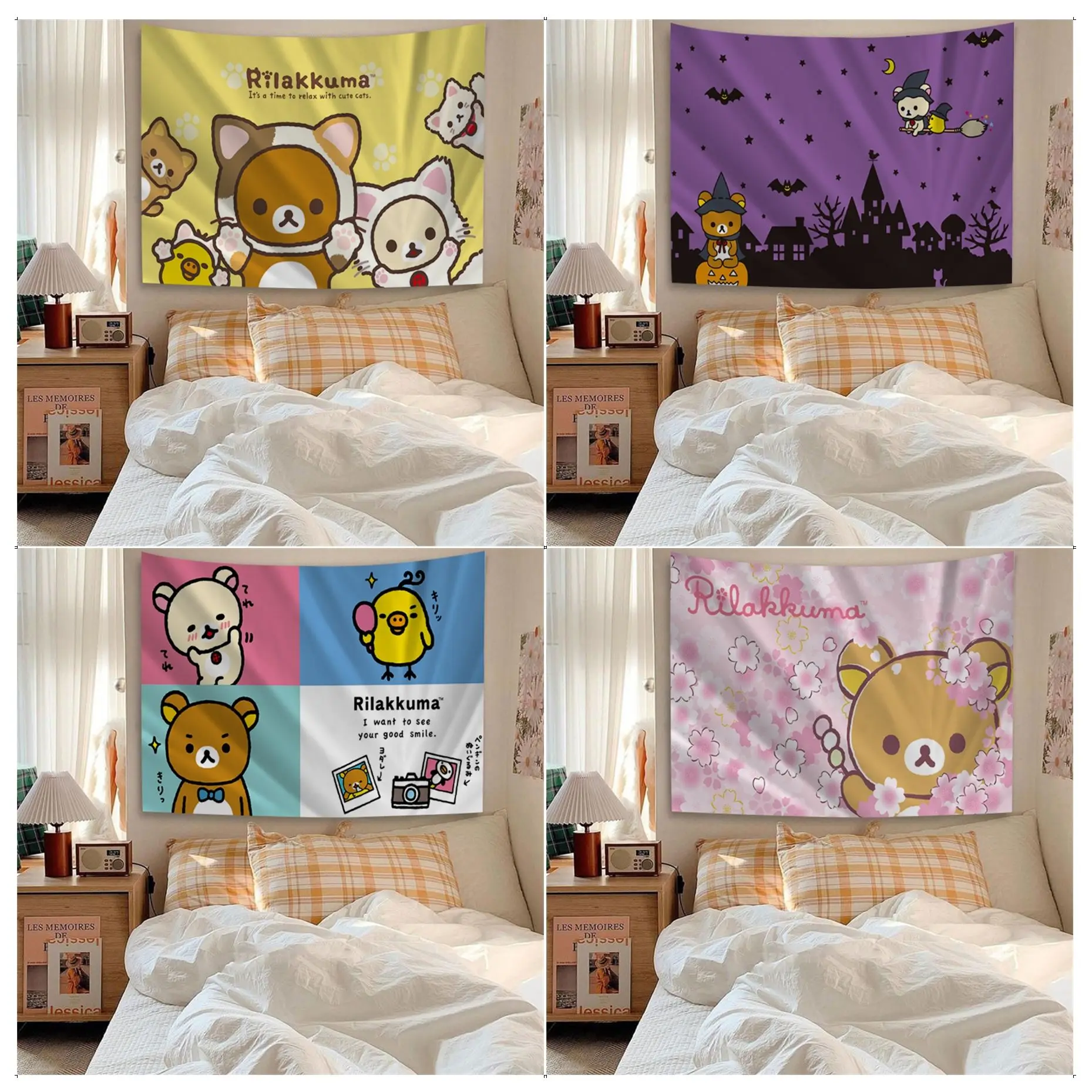 Kawaii Wall Hanging Carpet Kawaii Tapestry Anime Rilakkuma Room