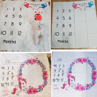 Baby Milestone Photo Props Background Blankets Play Mat Calendar Boy Girl Newborn Photography Props Cloth Photo Accessories 5