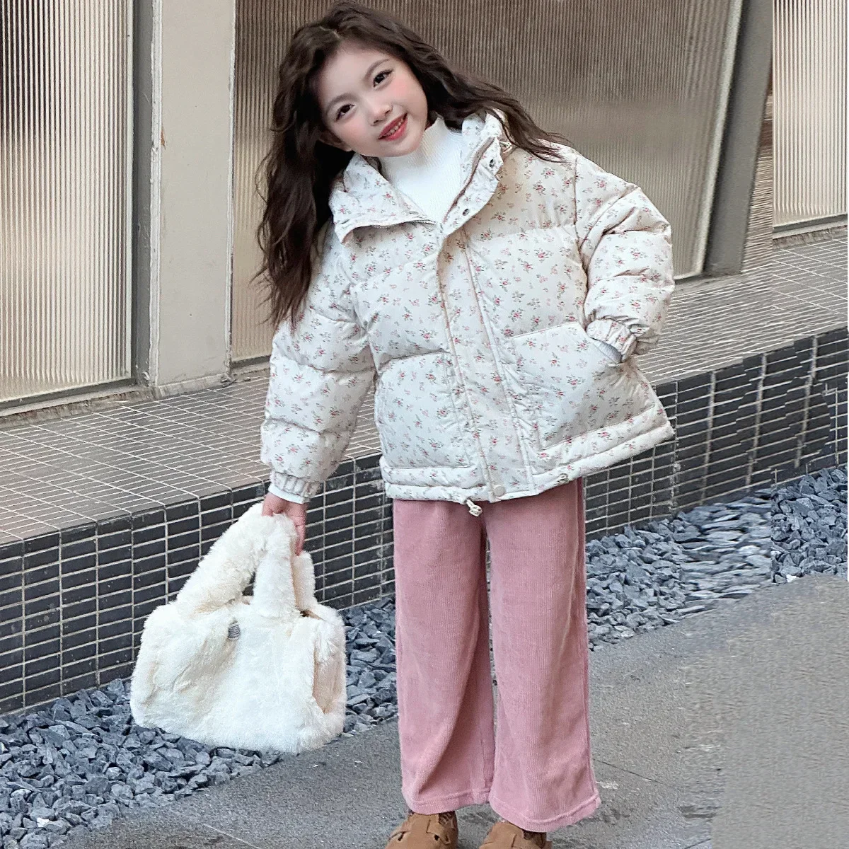 Children Jackets Girls Coat Winter Clothes Girl Floral Cotton Jacket New Fashion Childrens Cotton Jacket Thickened Winter