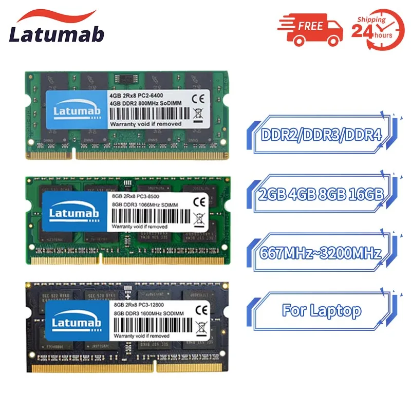 Latumab Memoria RAM 2GB 4GB 8GB 16GB DDR2 667 800MHz DDR3 DDR3L
