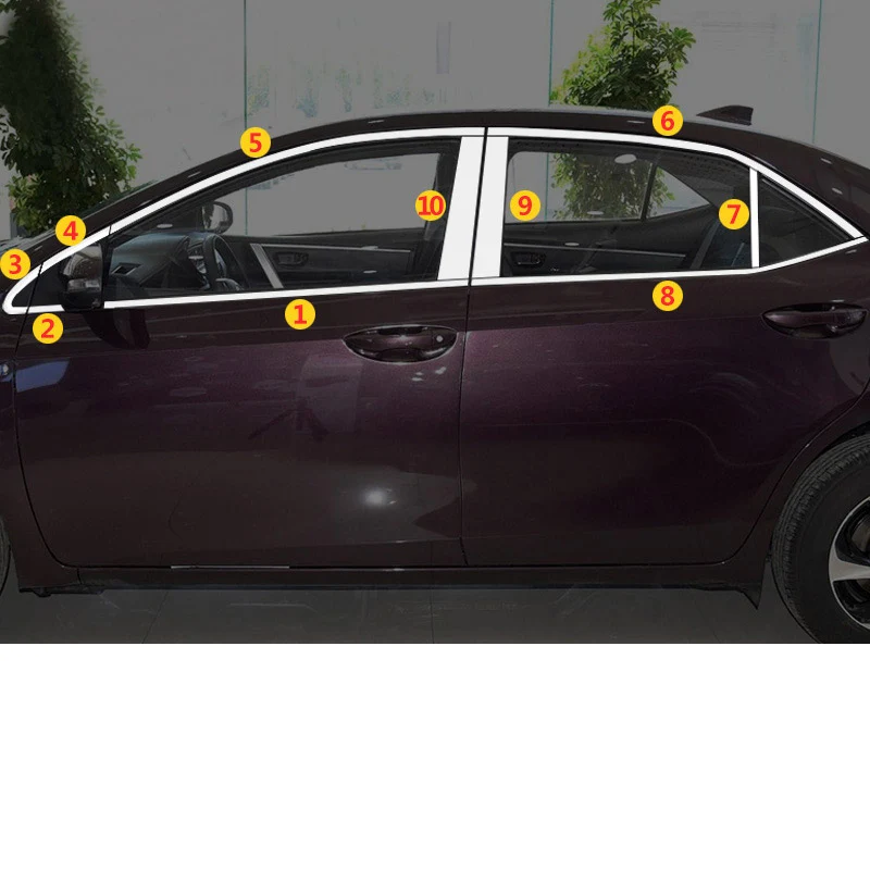 For Toyota Corolla E170 Car Window Trims Chrome Decoration Interior Accessories 2014 2015 2016