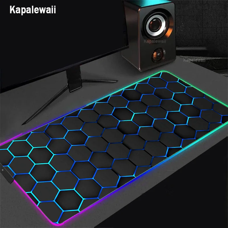 

Mousepad RGB Company Geometric Art Computer Mouse Pad Gaming Accessories Mats LED Backlit Large Desk Mat Computer Keyboard Pads