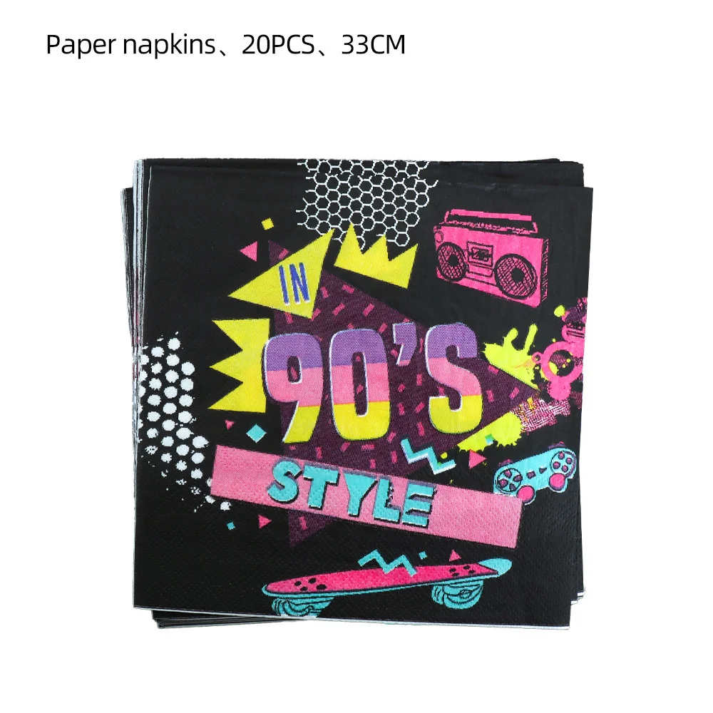90er Jahre Thema 90er Jahre Disco Fieber Tänzer Party liefert Einweg geschirr Musik Glow Party Graffiti Ziegel Hintergrund Luftballons Dekor – Detail 26