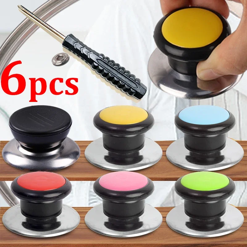 Colored Stainless steel Pot Lid Knobs Universal Pan Lid Holding Tops Replacement  Hand Grip Knob Handle Assist with Screwdriver