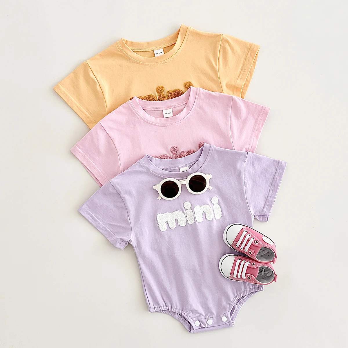 INS Summer New Baby Bodysuit Newborn Clothing Boys Girls Cotton Triangle Romper Plush letter Short Sleeve Infant 0-18M 4
