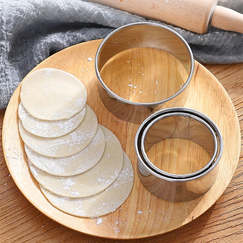 3Pcs/Set Stainless Stee Round Dough Cutter DIY Dumplings Skin Mold Flower Shaped Cookie Pastry Maker Biscuit Circle Ring Mould dough cutter cookie cutters dumpling maker