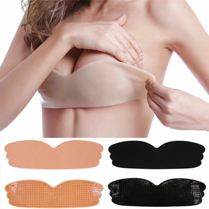 

Women Invisible Self Adhesive Strapless Bras Blackless Gel Silicone Push Up Nipple Cover Women's Sexy Underwear Bras Sticker